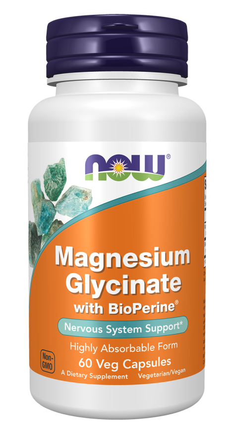 NOW Foods, Magnesium Glycinate With BioPerine&reg;, 60 Veg Capsules