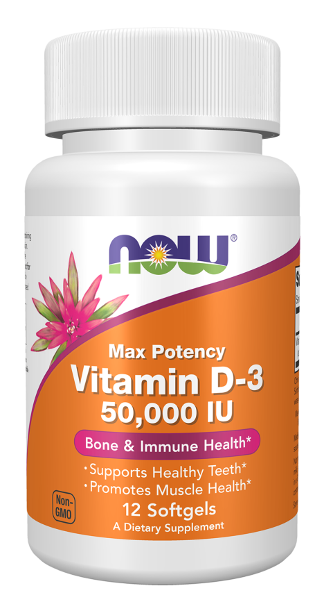 NOW Foods, Vitamin D-3, Max Potency, 50,000 IU, 50 Softgels