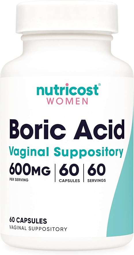 Nutricost, Women, Boric Acid, Vaginal Suppository, 600 mg , 60 Capsules